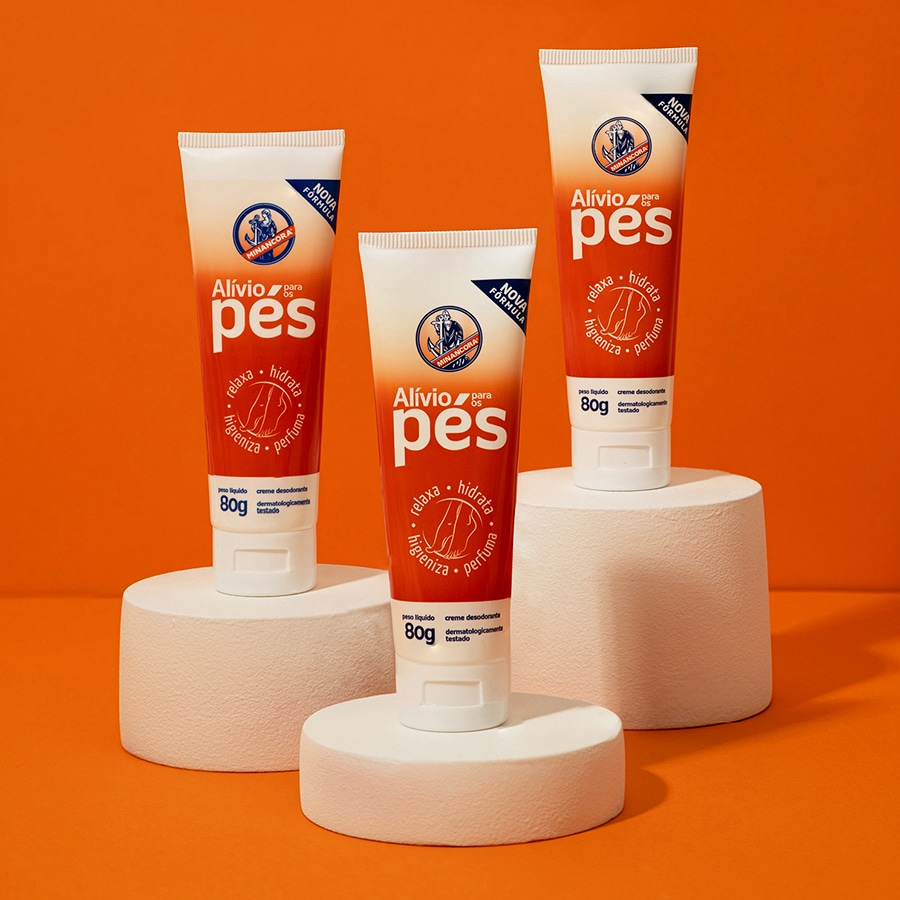 três embalagens do Alívio para os Pés Minancora