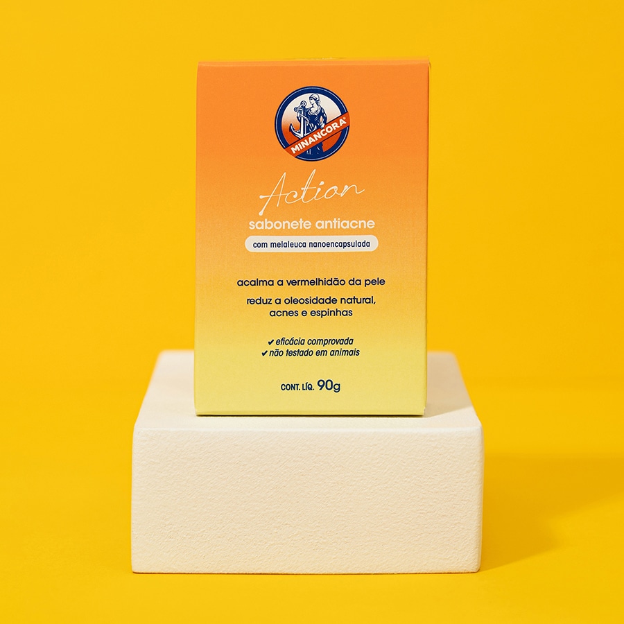 Sabonete em Barra Antiacne Minancora com um fundo amarelo